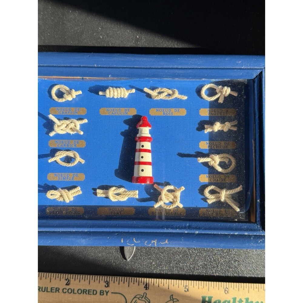 Vintage French NauticalLighthouse and Knots Shadow BoxDisplay